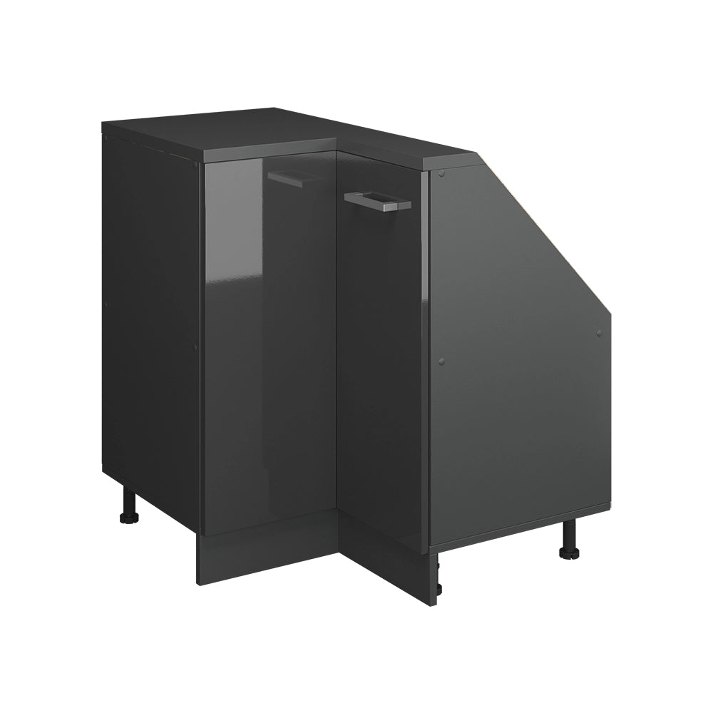 Mobile cucina angolare per sottotetto R-Line Antracite lucido/Antracite 75.6 cm con 1 porta Vicco