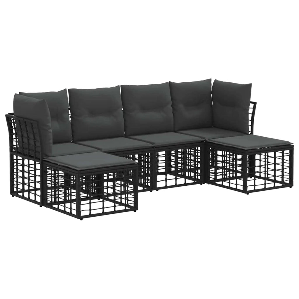 Set di divani da esterno Nero Poliestere