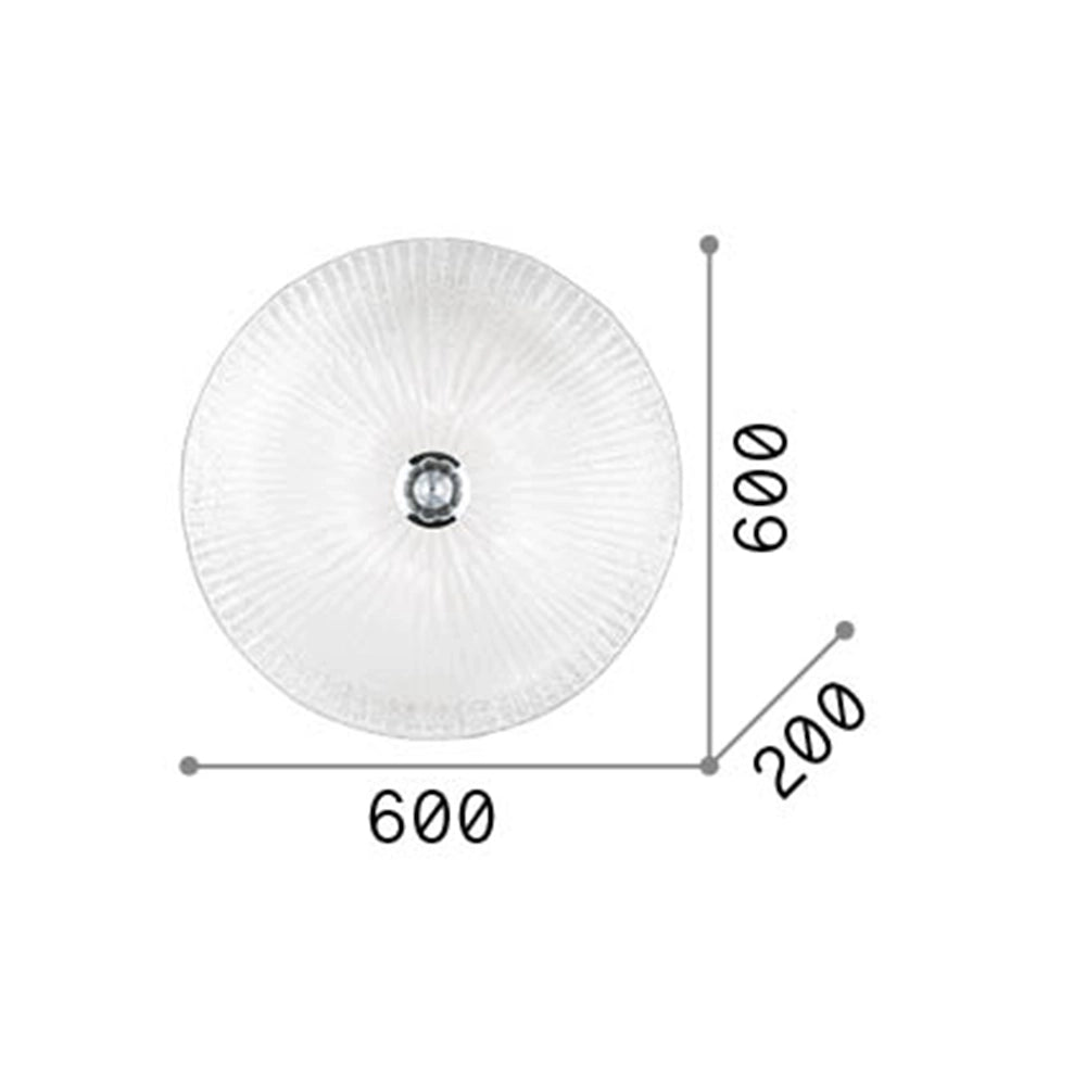 Plafoniera Classica Shell Vetro Ambra 6 Luci E27