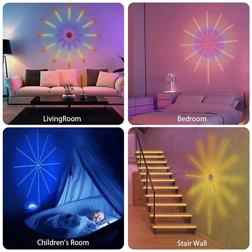 Trade Shop - Strip Led Adesiva Effetto Fuochi D'artificio Controllo Smart A Tempo Di Musica -