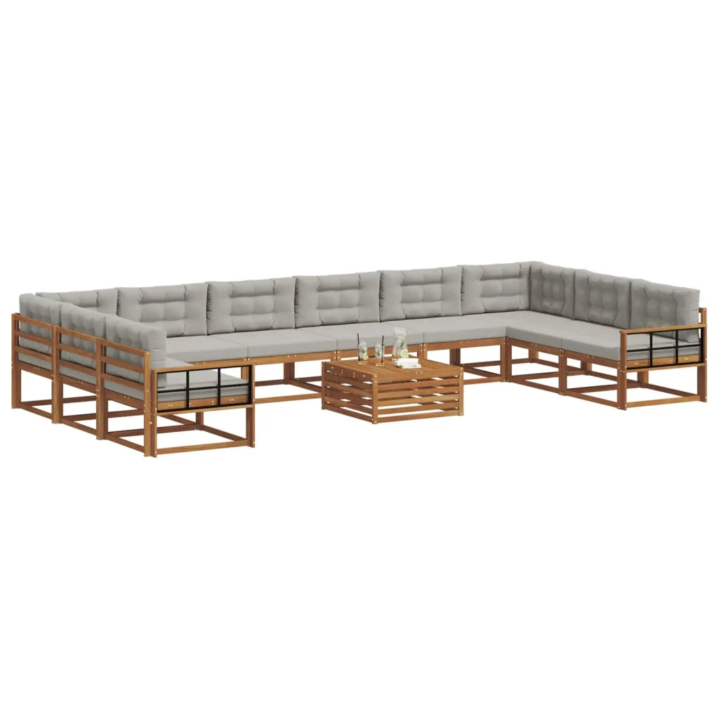 Set di divani da esterno 11 pcs Grigio Naturale e Chiaro 3368284