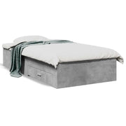 Letto singolo | Letto per adulti | Giroletto Cassetti Grigio Cemento 90x200 cm Legno Multistrato