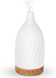 Diffusore per olii essenziali in ceramica bianca con umidificatore ultrasonico di aria con 7 led a led a colori per camera da letto/yoga 100 ml