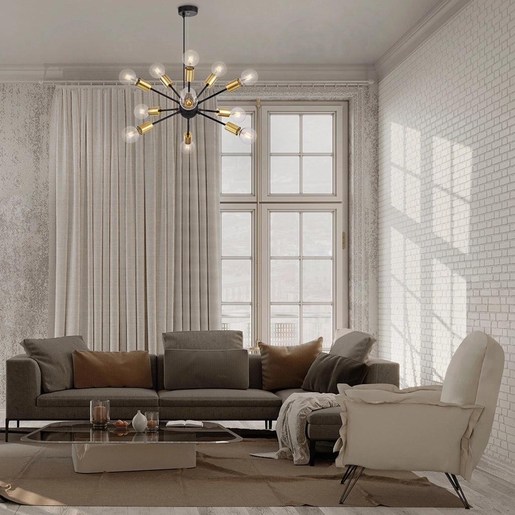 Maytoni Lampadario Minimal Jackson 12 luci E27 nero metallo ottone