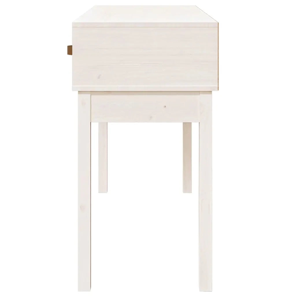 Tavolo Consolle Bianco 114x40x75 cm in Legno Massello di Pino 821755