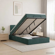 Letto Ottomano con Materasso e LED Verde Scuro 120 x 190 cm 3458220
