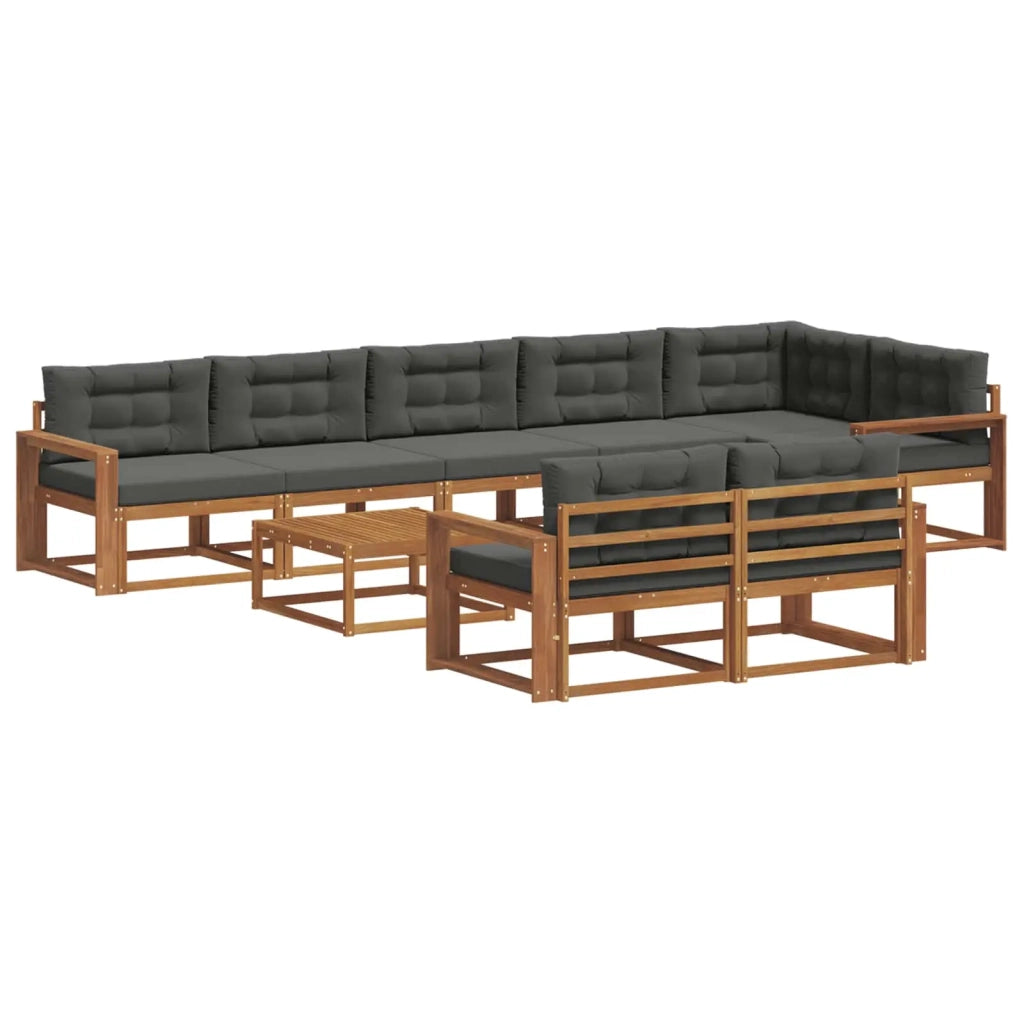 Set di divani da esterno con cuscino 9 pcs Naturale e Antracite
