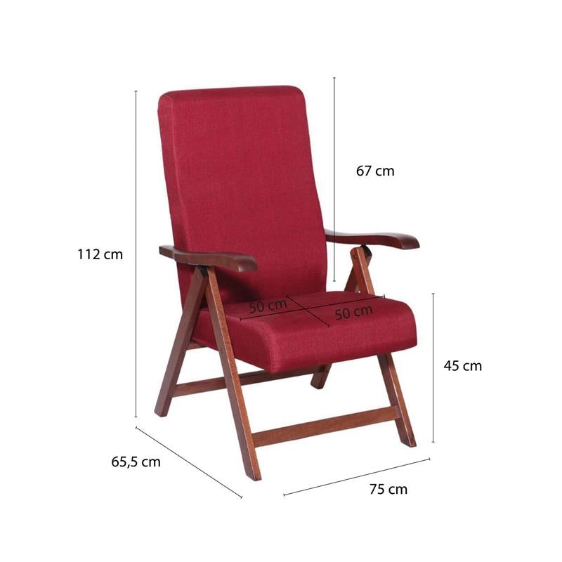 POLTRONA MIAMI NOCE ROSSO IN FAGGIO CON IMBOTTITURA POGGIATA SU CINGHIE SCHIENALE REGOLABILE IN QUATTRO POSIZIONI