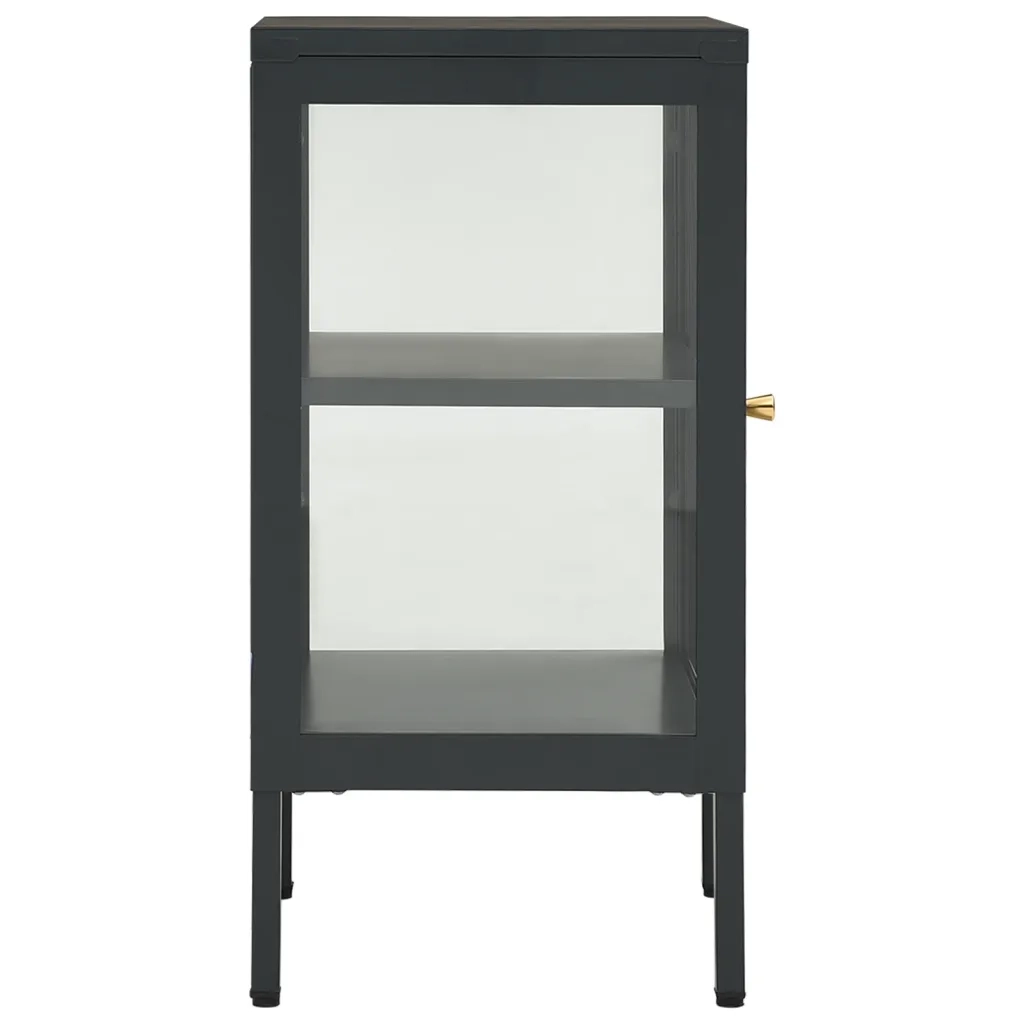 Credenza Antracite 38x35x70 cm in Acciaio e Vetro