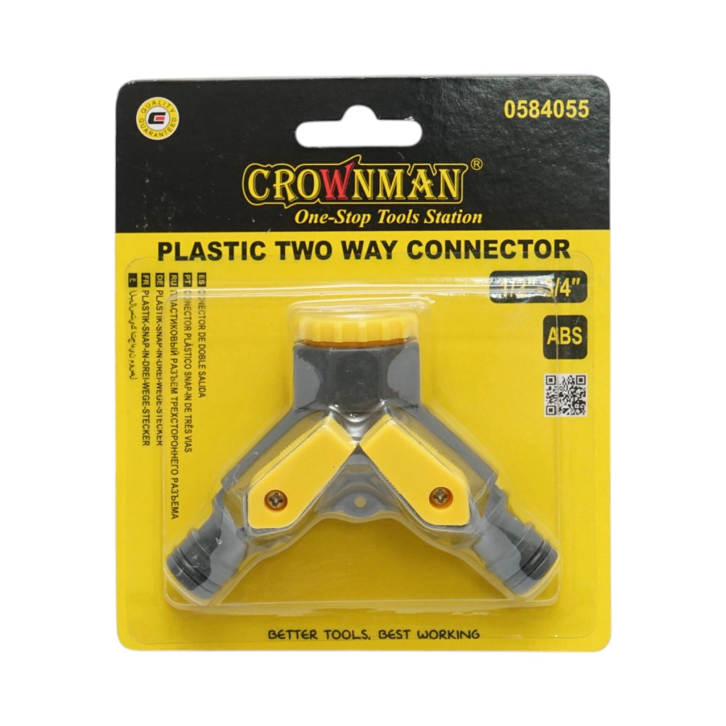 Connettore rapido a 2 vie per tubo da giardino Crownman 1/2-3/4