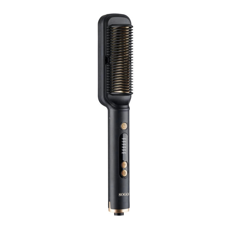 Spazzola lisciante elettrica in ceramica 30W con 6 temperature e display LED, riscaldamento rapido per capelli lisci - Sogo
