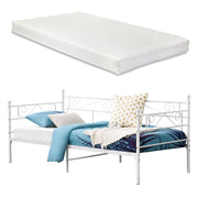 Divano Kerava in Acciaio Letto Singolo con Materasso a Schiuma Fredda 90 x 200 cm - Bianco [en.casa]