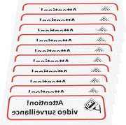 Set di 10 pezzi di adesivi di sorveglianza video premium - interno ed esterno - impermeabili - adesivi PVC - 196 x 65 mm