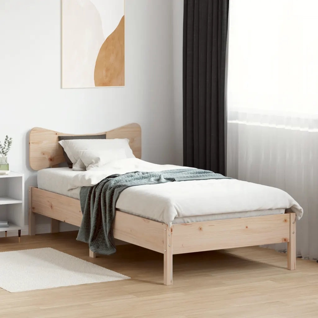 Letto singolo | Letto per adulti | Giroletto senza Materasso 75x190 cm in Legno Massello di Pino