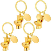 Set di 4 Chiavi per Bagno con Modello Mini in Oro - Organizzatore Chiavi per Borsa con Charme di Sedia di Toilette - Innovativo Hanger con Charmi in Metallo per Chiavi