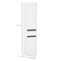 Colonna Bagno a 2 Armadietti con Ripiano Regolabile e Cassetto, in Truciolato, 35x31x172 cm, Bianco