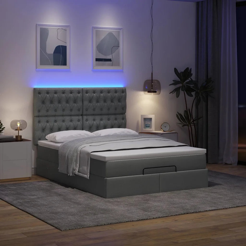 Struttura Letto Pouf con Materasso 140x200 cm in Tessuto 3314094