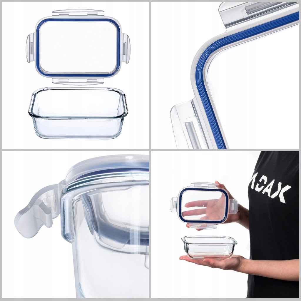 Contenitore per alimenti in vetro KADAX da 370 ml con coperchio, ideale per il pranzo.