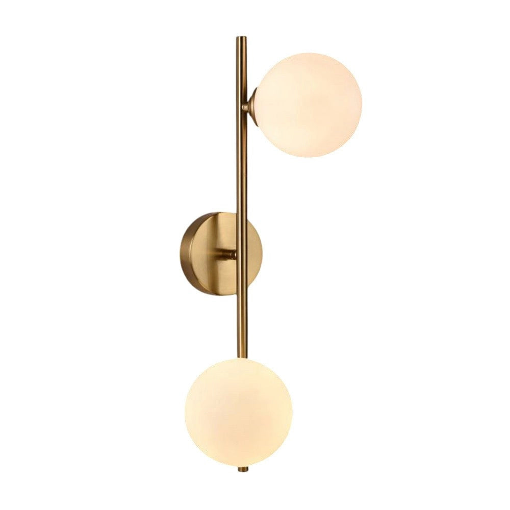 Trade Shop - Applique Da Parete Struttura In Metallo Bronzo Minimal Con Attacco G9 2 Sfere Opache Aq41 -