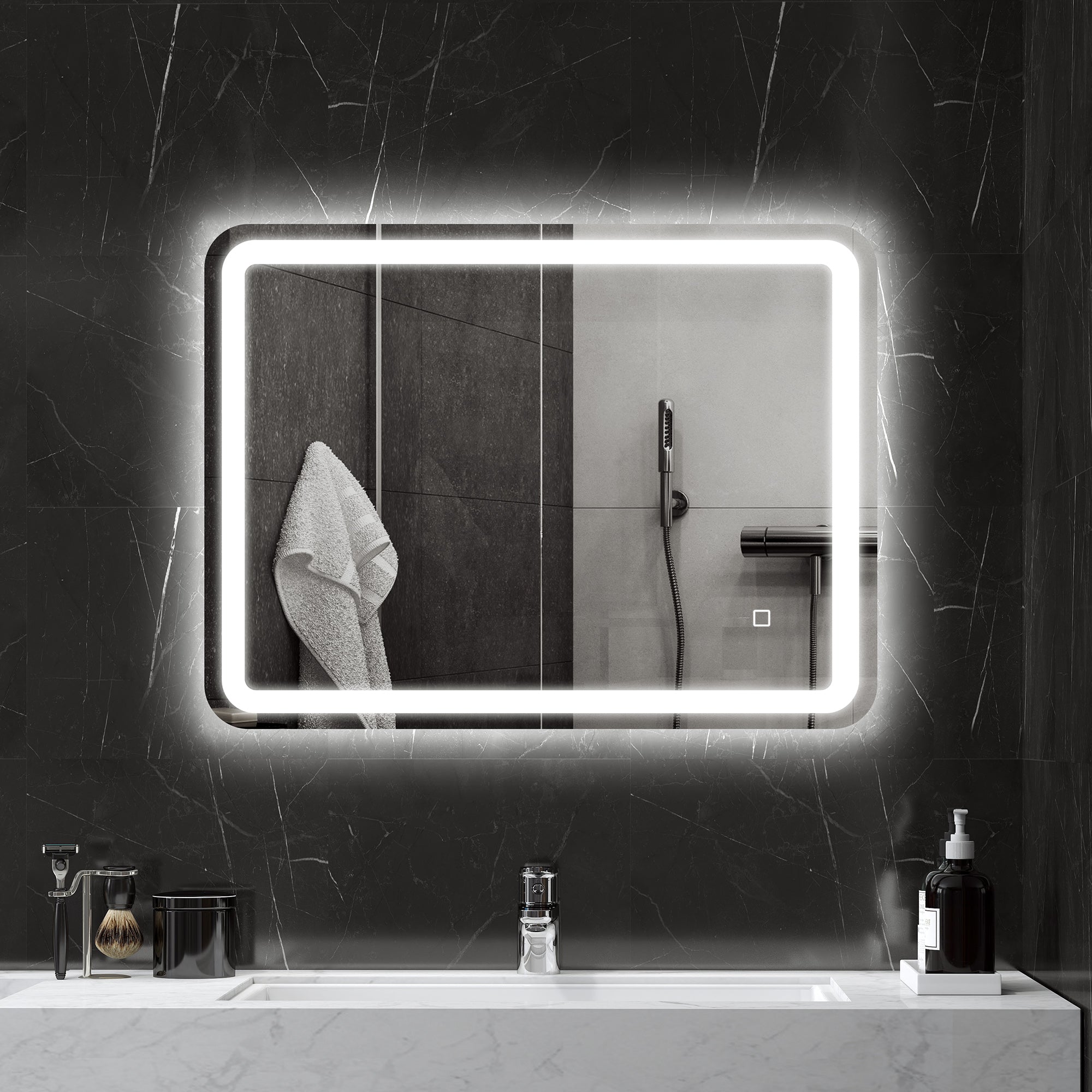 Specchio Bagno 60x80 cm LED Touch con Luce Dimmerabile a 3 Temperature e Antiappannamento