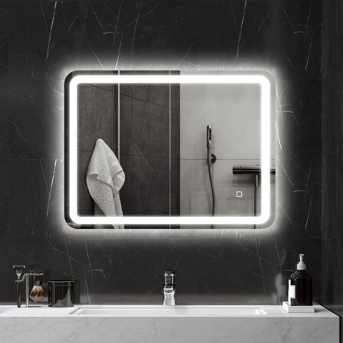 Specchio Bagno 60x80 cm LED Touch con Luce Dimmerabile a 3 Temperature e Antiappannamento