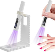 Lampada UV adatta per unghie false, lampada UV portatile con base, mini lampada UV per unghie con stand, lampada UV per unghie rapida, arte unghie adatta per donne (bianca)