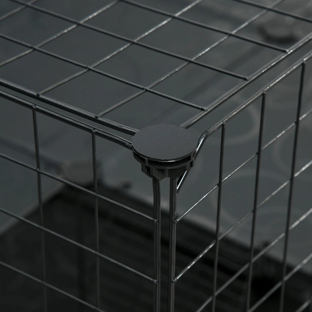 Gabbia per Conigli Modulabile 175x105x70 cm in Metallo Nero