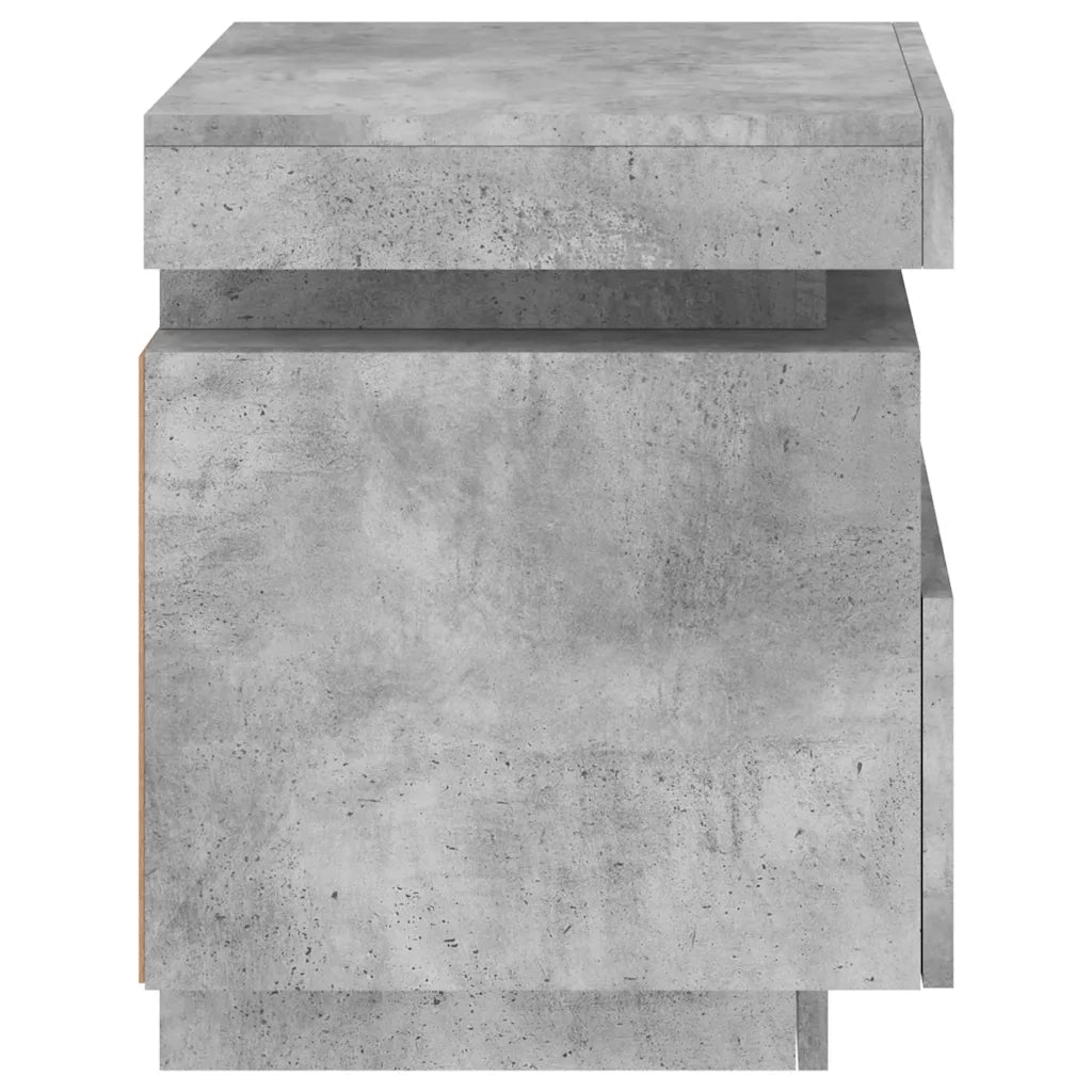 Comodini con Luci LED 2pz Grigio Cemento 40x39x48,5 cm 836791