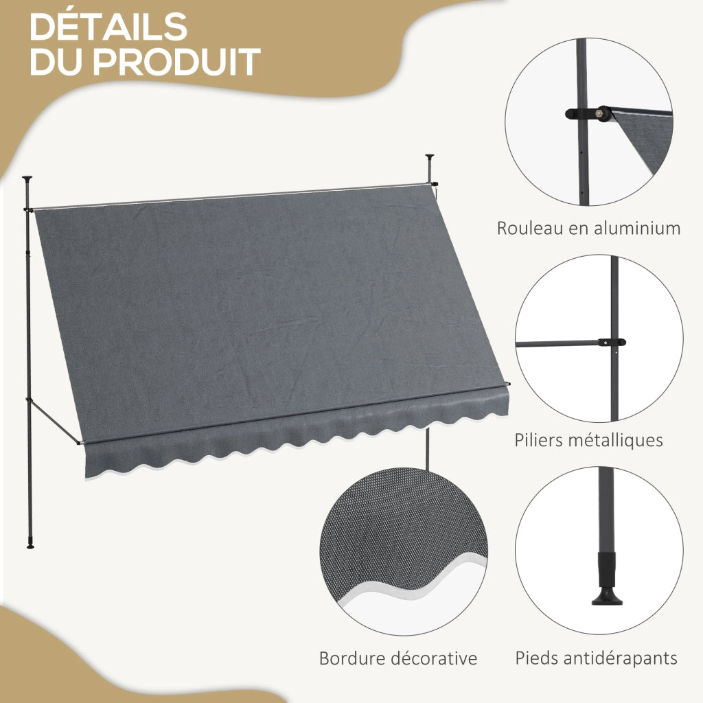Appendiabiti autoportante retrattile ¨C zephmum ¨C grigio scuro 350x120x210-300 cm
