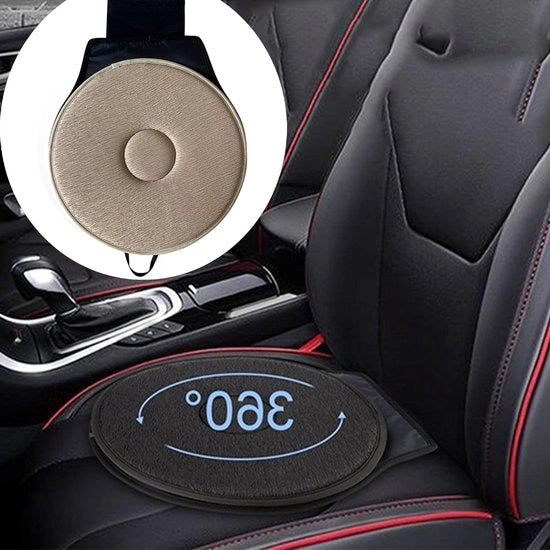 Cuscino Auto Giro 360° - Memory Foam - Cuscino Auto Stoile - Poggiatesta Circolare Portatile - Beige.
