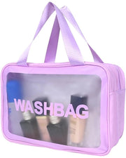 Borsa cosmetica, separatore per asciutto e umido, borsa impermeabile portatile, grande borsa per trucco, borsa di stoccaggio (blu, M)
