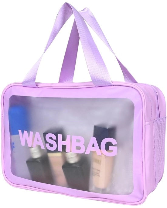 Borsa cosmetica, separatore per asciutto e umido, borsa impermeabile portatile, grande borsa per trucco, borsa di stoccaggio (blu, M)