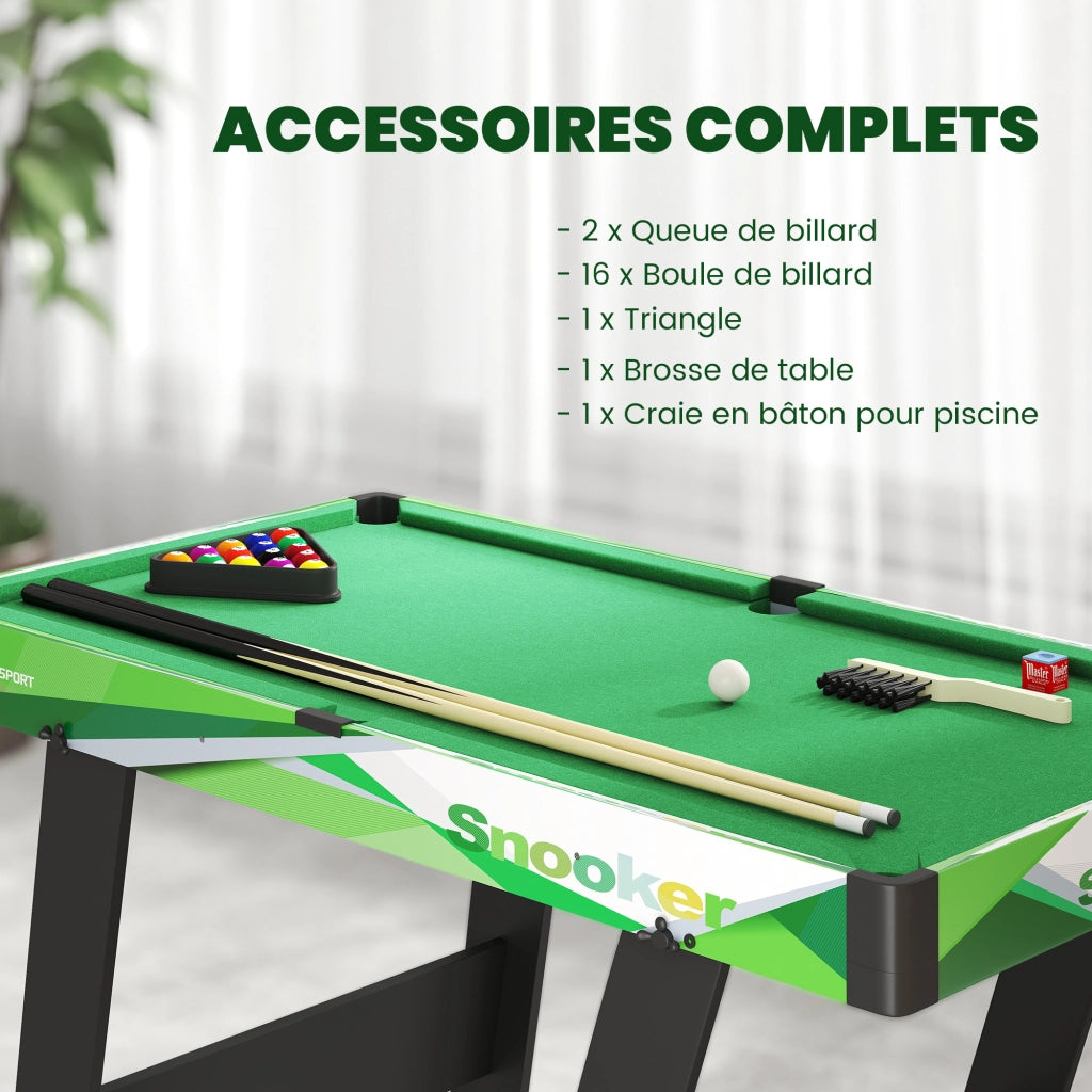 Tavolo da biliardo pieghevole con accessori ¨C zephmum ¨C 104x55.5x68 cm, verde