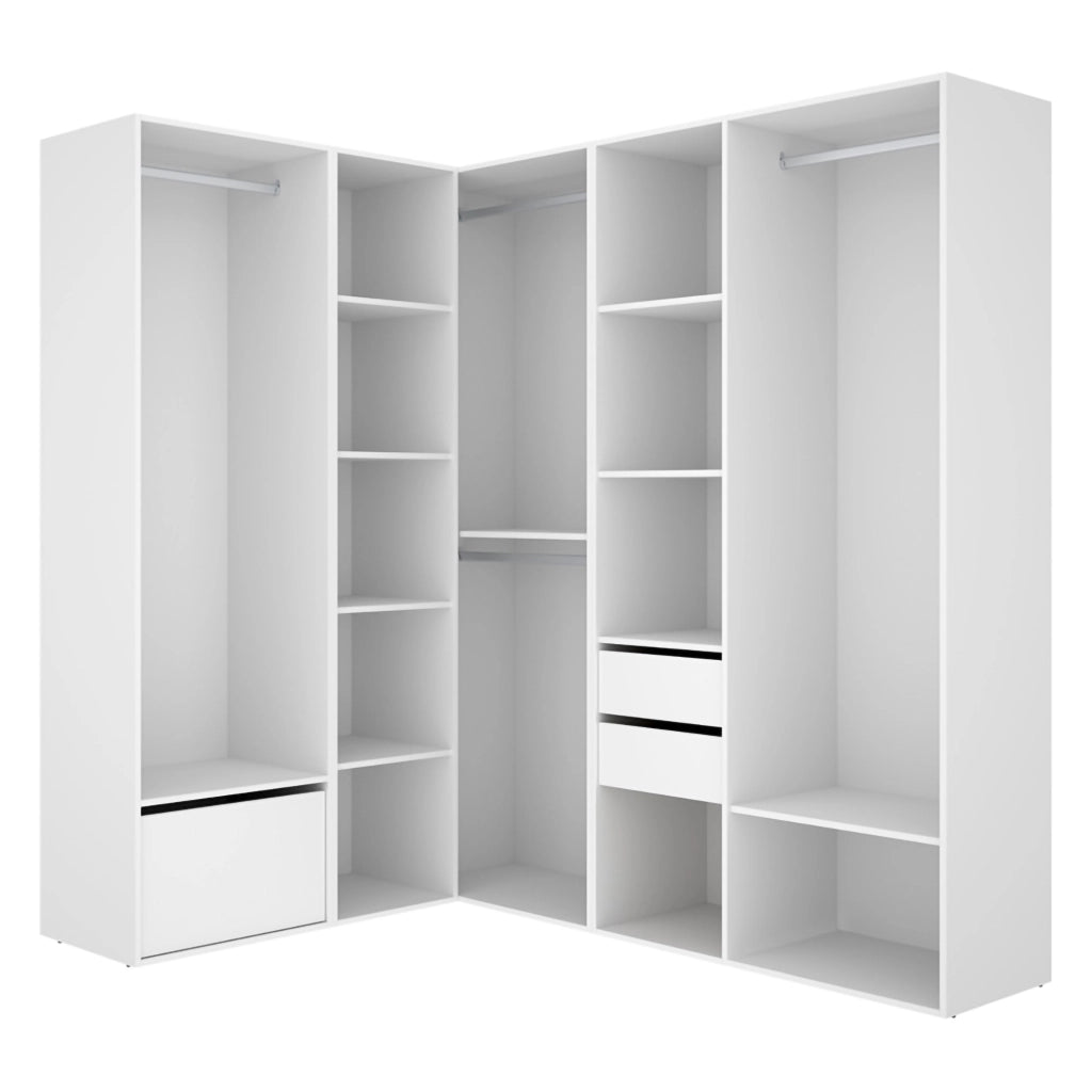 Armadio Camera da Letto Atwood, Guardaroba Grande Modulabile, 186x205h cm Bianco