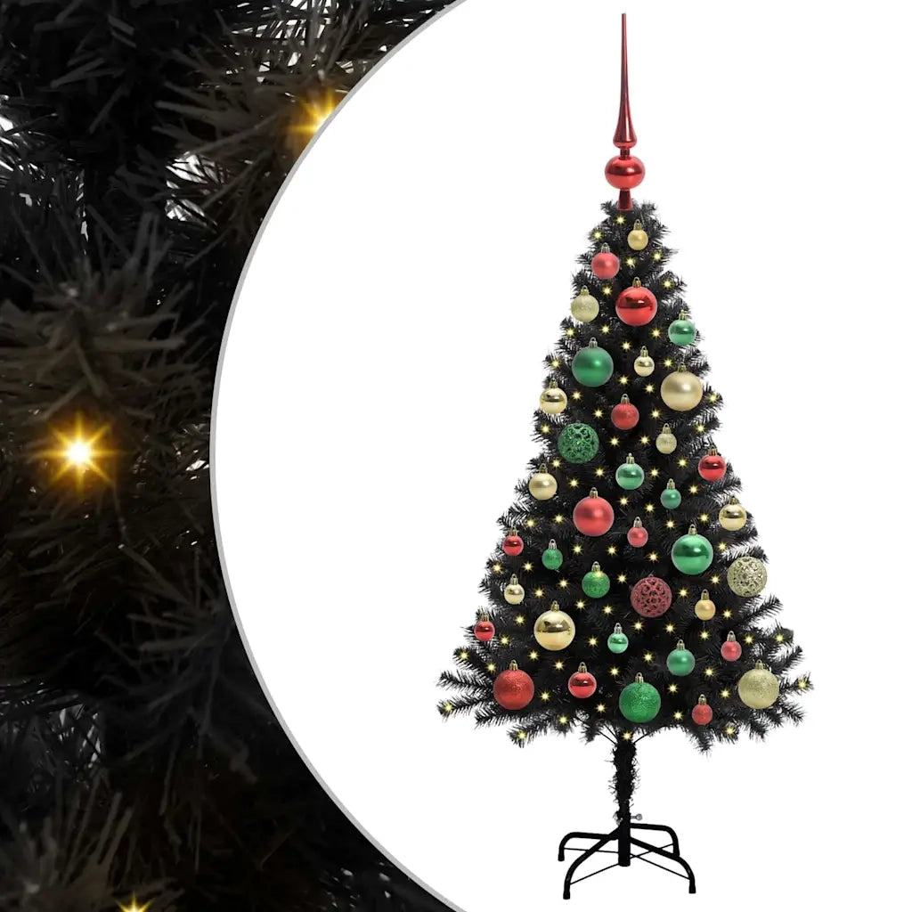 Albero di Natale con 150 LED con supporto Nero 120 cm PVC 3396464