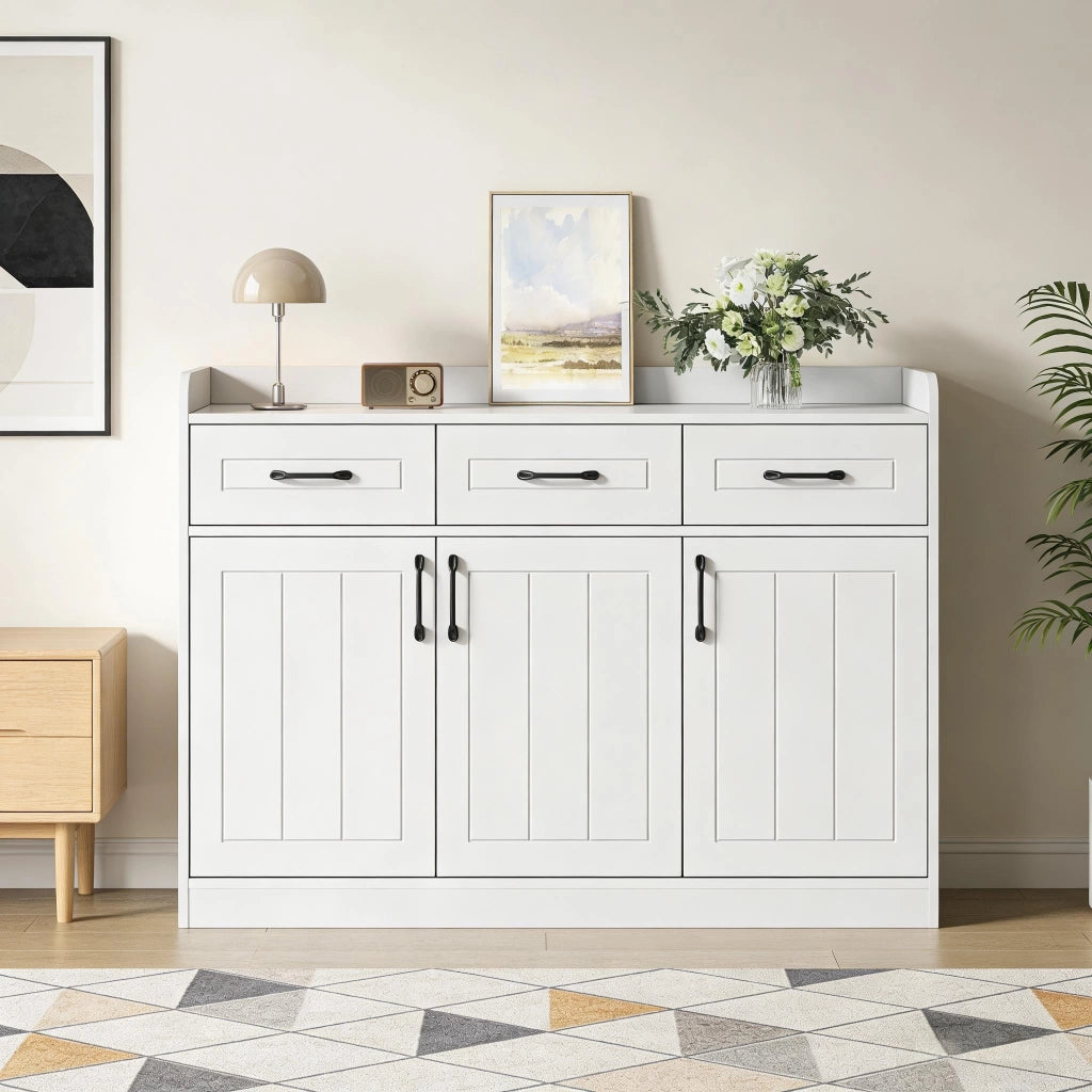 Credenza ¨C Xylo ¨C Bianco, 3 Cassetti e 3 Ante, Ripiani Regolabili, 120x35x80