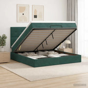 Letto Ottomano con Materasso e LED Verde Scuro 140 x 200 cm 3458310