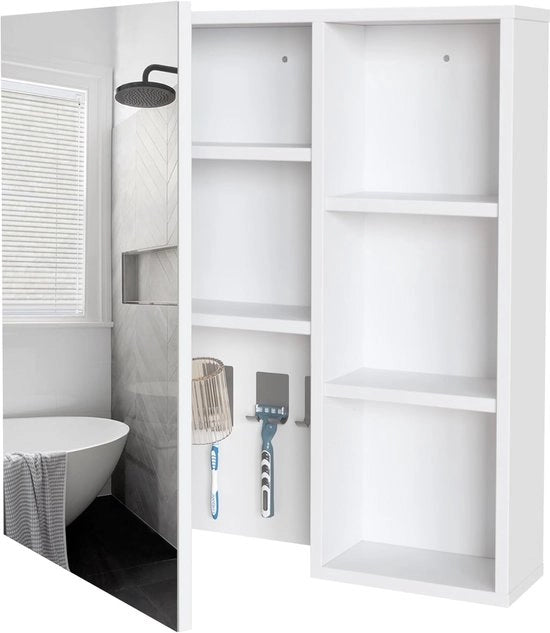 Cassa d'arredo per bagno - moderno armadio con porta specchio - 1 pezzo - bianco - 65 x 15 x 65 cm
