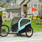 Carrello pieghevole 2 in 1 per cani con rimorchio bici, finestrini a rete, telaio in acciaio, blu 170 × 77 × 90 cm