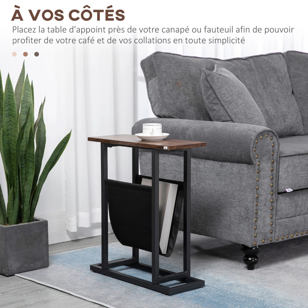 Tavolino da caff¨¨ con porta riviste in metallo ¨C zephmum ¨C 49x19x55 cm nero marrone