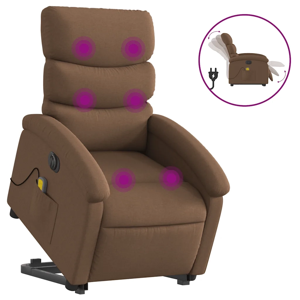 Poltrona Alzapersona Massaggiante Elettrica Marrone Tessuto 3204018