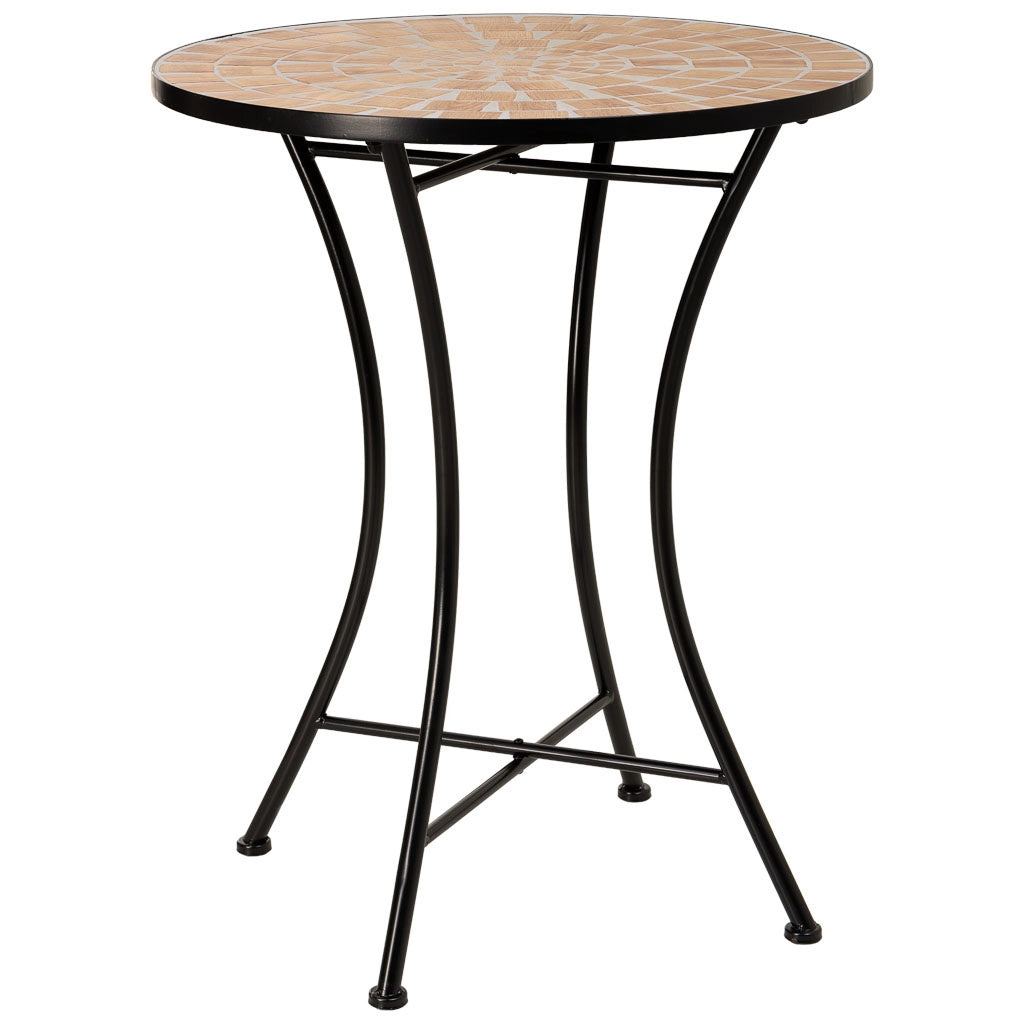 Set tavolo e 2 sedie in mosaico e ferro battuto nero, tavolo: P60x75h - sedia/e: P38x46-90h