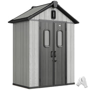 Capanno Giardino 160L x 98P x 217A cm, Plastica, Doppie Porte Bloccabili, Grigio