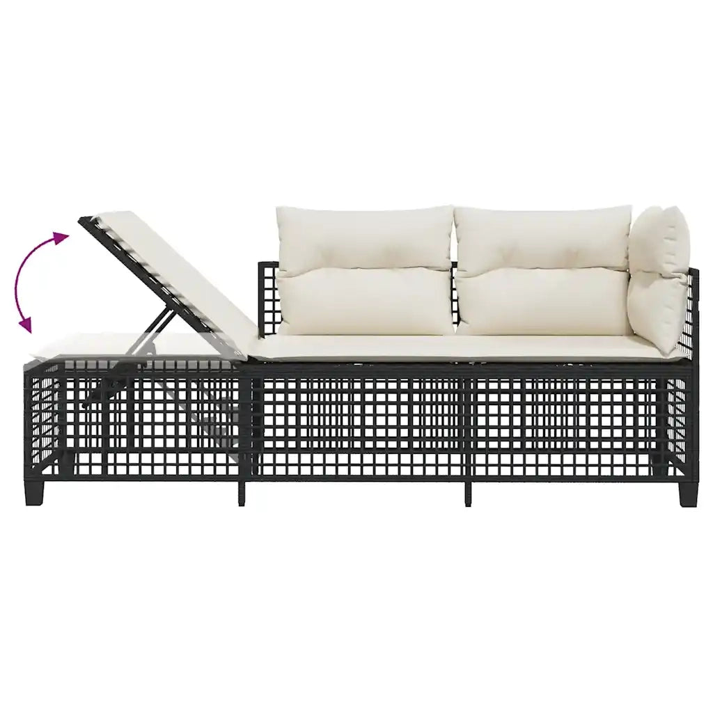 Set Divani ad Angolo 3 pz con Cuscini in Polyrattan Nero 365443