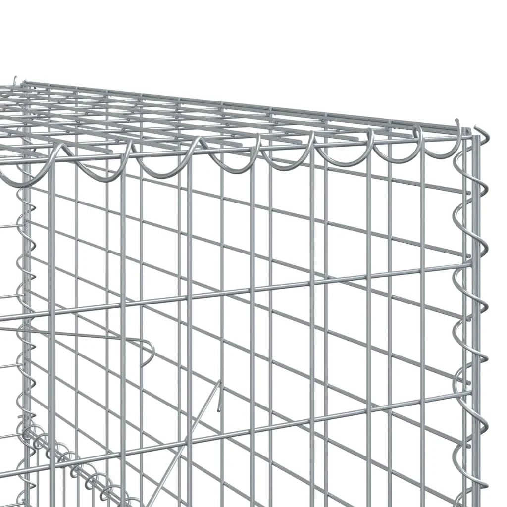 Gabbione recinto a gabbia muro di contenimento con coperchio 400 x 100 x 150 cm ferro zincato argento 02_0040160