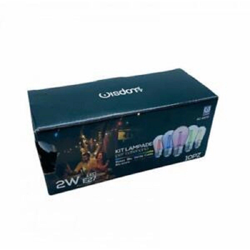 Trade Shop - Catena 10pz Lampade E27 Led Colorate Blu Rossa Gialla Verde Viola Per Catenaria -