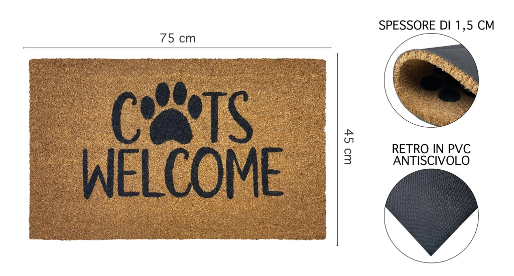 Zerbino Ingresso Casa In Fibra Di Cocco Con Base In Pvc  Cat