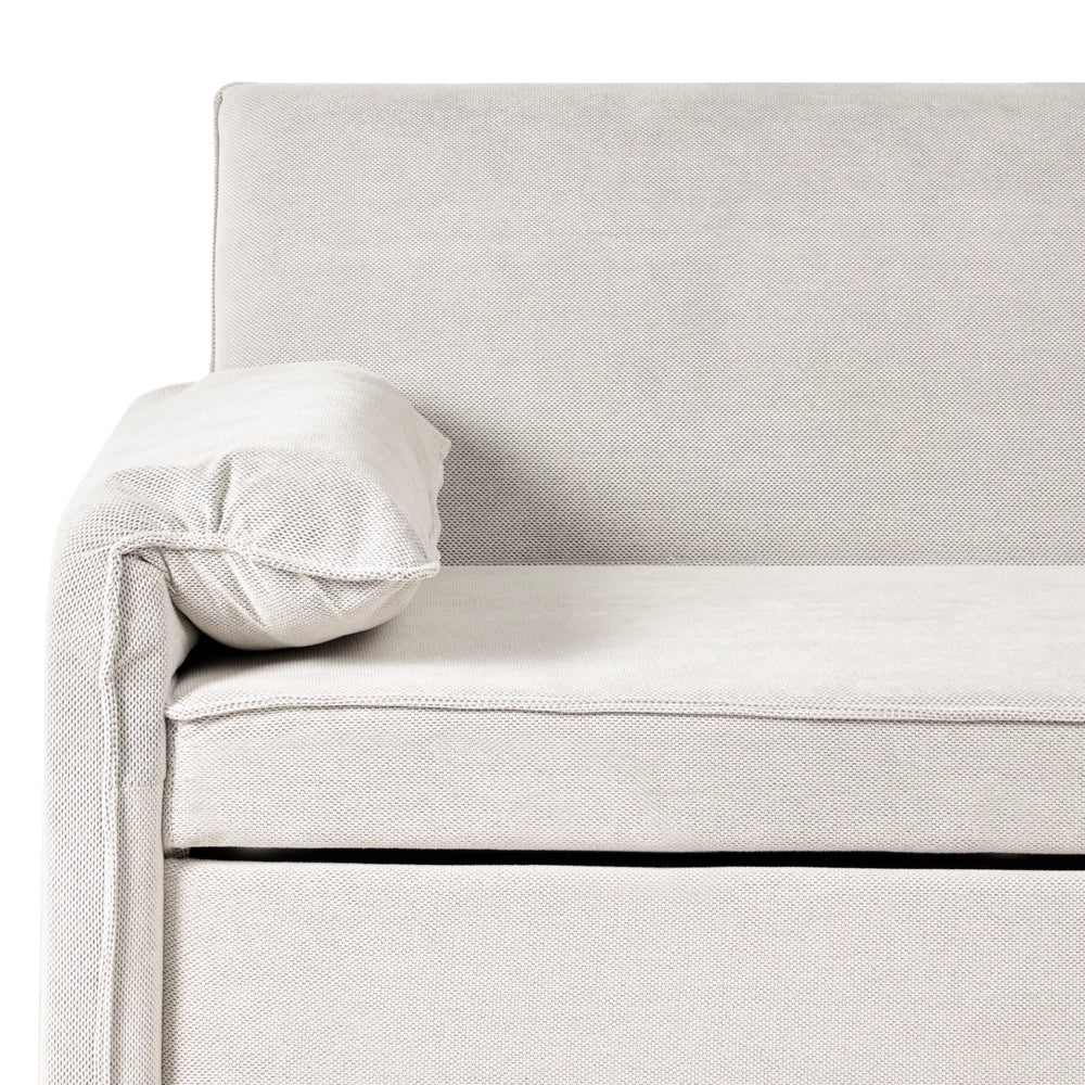 Divano letto in tessuto bianco sporco con funzione letto pieghevole Divano minimalista