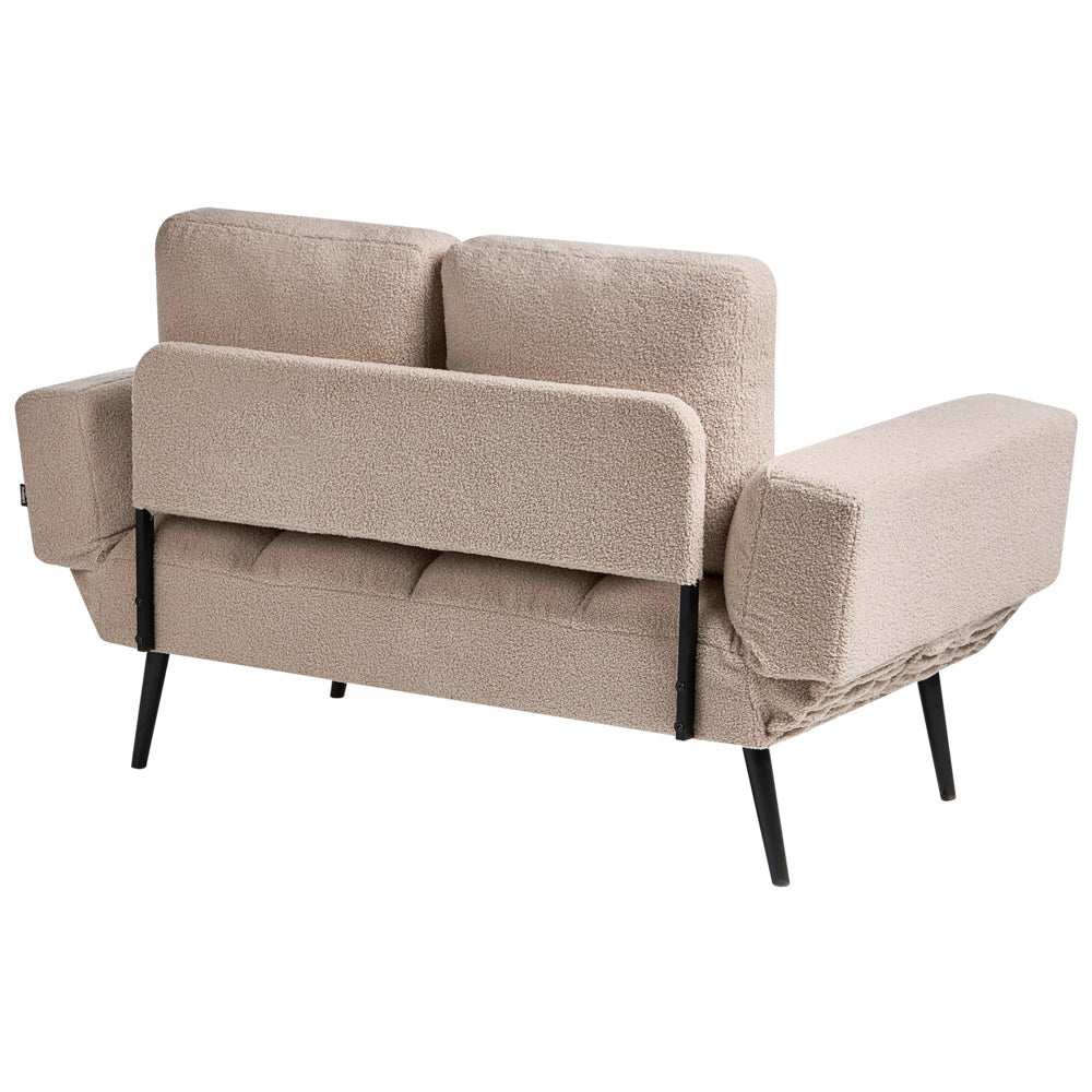 Divano letto 2 posti con rivestimento bouclè beige con Braccioli Regolabili stile Minimalista