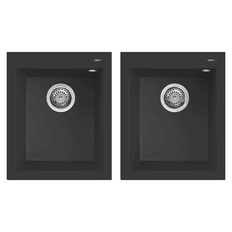 Lavello Elleci Incasso 2 vasche 41x50 Quadra 200 Granitek Nero LGQ20040